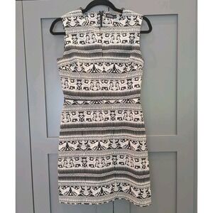 KATE SPADE SATURDAY Size 2 Cotton Black White Sheath Shift Short Dress Old Money